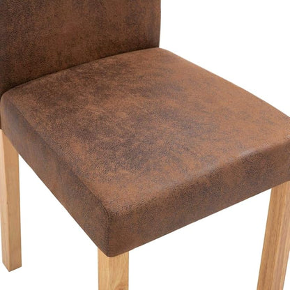 Set of 2 Brown Faux Suede Leather Modern Dining Chairs Contemporary Design Durable Easy Clean for Kitchen Dining Room Living Room Accent Seating Furniture