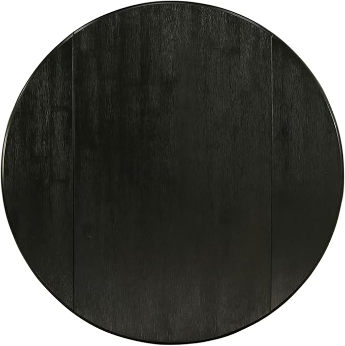 East West Furniture DLT-ABK-TP Dublin Dining Table - a Round Wooden Table Top with Dropleaf & Pedestal Base, 42x42 Inch, Wirebrushed Black