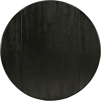 East West Furniture DLT-ABK-TP Dublin Dining Table - a Round Wooden Table Top with Dropleaf & Pedestal Base, 42x42 Inch, Wirebrushed Black