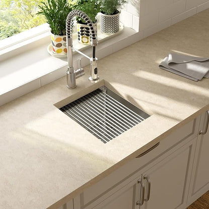 Lordear 15x17 Inch Undermount Kitchen Sink Bar Prep Sink 16 Gauge Stainless Steel Workstation Sink 15” With Cutting Board