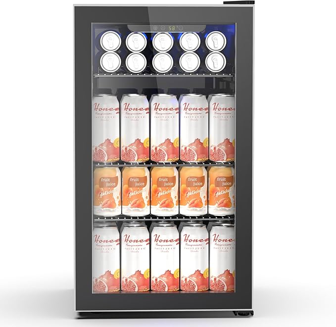 Electactic 26 Bottle Wine Cooler 130 Can Beverage Refrigerator, Small Freestanding Cabinet Wine Cellar with 32℉-61℉ Temperature Control Glass Door, Black