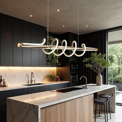 Luxury Led Chandelier,Dimmable Modern Chandelier Led Pendant Light,Gold Dining Room Chandelier Light Fixture for Kitchen Island Lighting with Remote