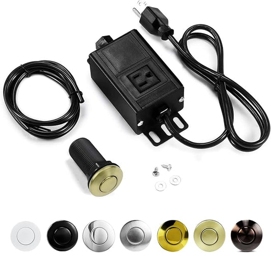 Sink Top Air Switch Kit Garbage Disposal Part by CLEESINK (LONG/3.5", Brushed Gold)