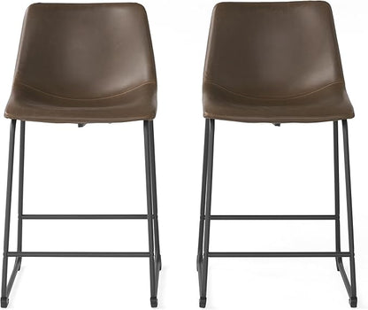 Harper & Bright Designs Vintage Style Brown 24-Inch Counter Stool (Set of 2)