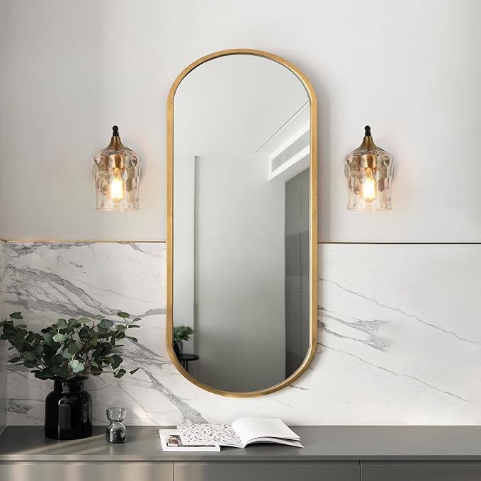 KSANA Black and Gold Sconce, Modern Wall Sconces Lighting Fixture with Textured Glass and Brass Finish for Bathroom, Bedroom, Hallway and Living Room