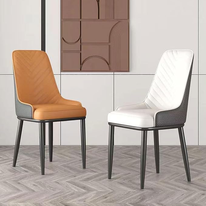 Accent Dining Chairs, PU Leather Chairs, Sleek Black Metal Legs for Living Room/Kitchen Island