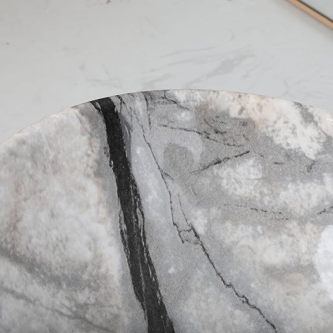 White Marbling Bathroom Vessel Sink With Black Faucet And Drain 16"x13" Oval Vessel Sink Ceramic Basin Bowl White Black Marble Bathroom Sinks Above Counter Bowl Sinks For Bathroom