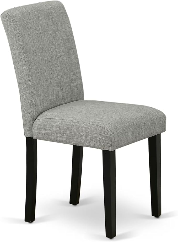 East West Furniture ABP1T06 Abbott Parson Dining Room Chairs - Shitake Linen Fabric Upholstered Chairs, Set of 2, Black