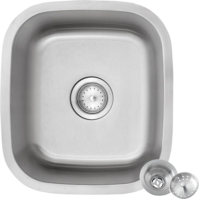 Bar Sink,17.83” x 15.94”Undermount Kitchen Sink, T-304S Stainless Steel RV Kitchen Sinks, Small Kitchen Sinks With Sink Drain Strainer, Use at Rv, Bar,Outdoor, Laundry and Utility,Bathroom