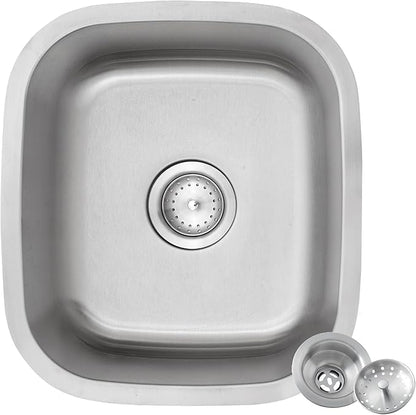 Bar Sink,17.83” x 15.94”Undermount Kitchen Sink, T-304S Stainless Steel RV Kitchen Sinks, Small Kitchen Sinks With Sink Drain Strainer, Use at Rv, Bar,Outdoor, Laundry and Utility,Bathroom