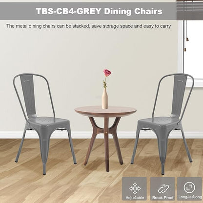 BestOffice 18 Inch Metal Chairs Set of 4 Metal Stackable Chairs Metal Patio Chairs Seat Height Café Restaurant Chairs Metal Dining Chairs Indoor Outdoor with Waterproof Metal Tolix Side Bar Chairs