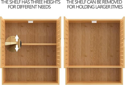 Bamboo Bathroom Wall Cabinet, Medicine Cabinet Wall Mounted, Over The Toilet Hanging Cabinet with 2 Doors
