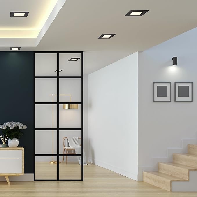 Maxxima 6 in. 2 Hour Fire Rated Ultra Thin Square Black LED Downlight, Slim Recessed Canless Light, IC Rated, 1050 Lumens, 5 Color Temperature Selectable 2700K/3000K/3500K/4000K/5000K, Dimmable