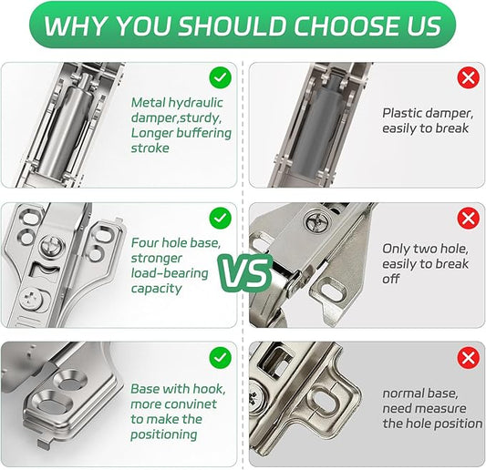2 Pairs 4 Packs Full Overlay Soft Close Cabinet Hinges,3/4 inch Face Frame Soft Close Hinges with Hydraulic Damper,Concealed 3D Adjustable for Frame&Frameless Cabinets