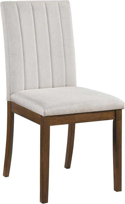 Lexicon Kitchen & Dining Room Chairs, Dining Chairs Set of 2, Fabric Upholstered Dining Chairs, Rubberwood Armless Dining Chairs, Modern Dining Chair, Easy Assembly, Chestnut/Beige