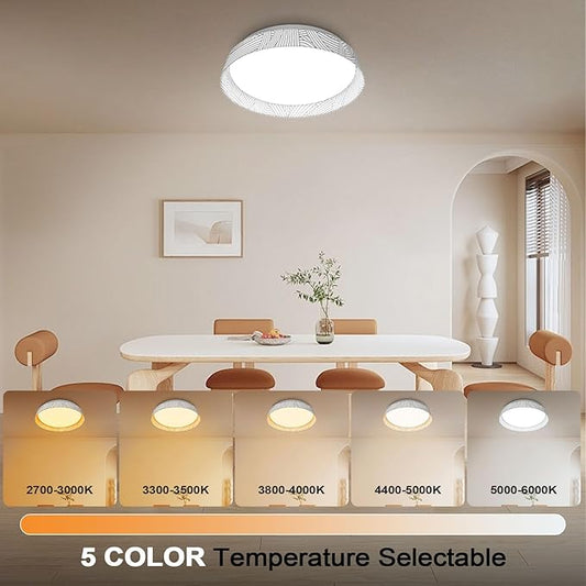 VIPMOON 13"/36W Flush Mount LED Ceiling Light, Super Bright 3000K-6000K 5CCT Energy Saving LED Light Fixture for Bathroom Office Garage Kitchen Hallway Balcony Study Room Porch Stairwell Laundry Room