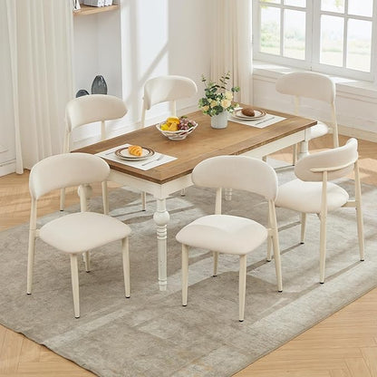 UVV Dining Chairs Set of 8, Metal Kitchen Chairs with Modern Fabric Upholstered for Dining Room, Beige