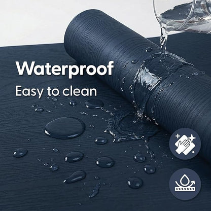 Peel and Stick Navy Blue Wood Contact Paper 17.3" x 118" Thick Waterproof Vinyl Wallpaper Roll Self Adhesive Modern Matte Wood Grain Decor Removable Film for Kitchen Countertops Cabinets