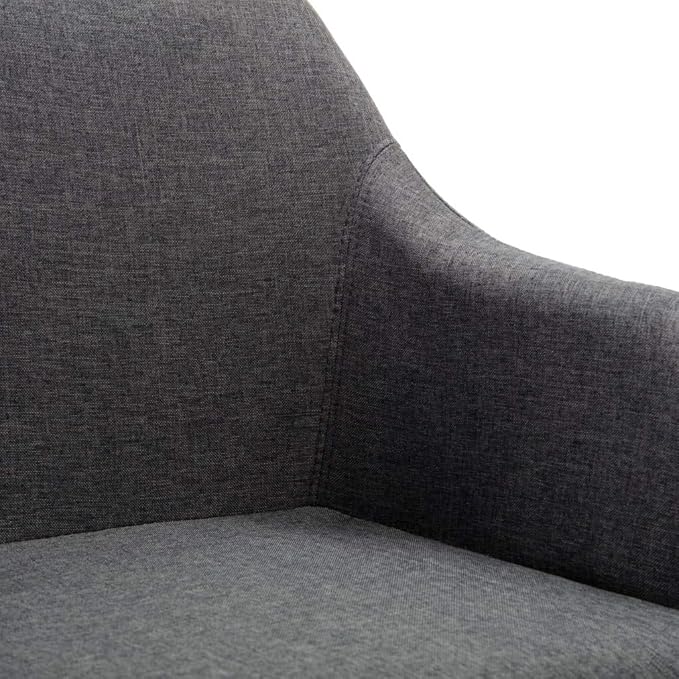 Dark Grey Fabric Height-Adjustable Swivel Dining Chair with Padded Armrests, Modern Contemporary Style for Kitchen Living Room Home Office
