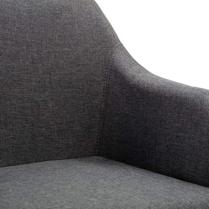 Dark Grey Fabric Height-Adjustable Swivel Dining Chair with Padded Armrests, Modern Contemporary Style for Kitchen Living Room Home Office