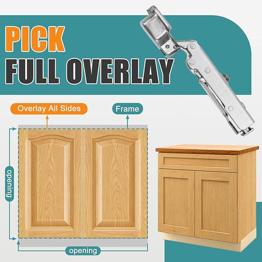 HBL' 4 Pack Soft Close Cabinet Hinges European Kitchen Cabinet Hinges for Frameless Cabinet Door, 35MM Quick Release Cup Hinges, 110° Full Overlay, 3D Adjustable and Slow Close Hinges