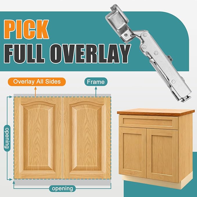 HBL' 50 Pack Soft Close Cabinet Hinges European Kitchen Cabinet Hinges for Frameless Cabinet Door, 35MM Quick Release Cup Hinges, 110° Full Overlay, 3D Adjustable and Slow Close Hinges