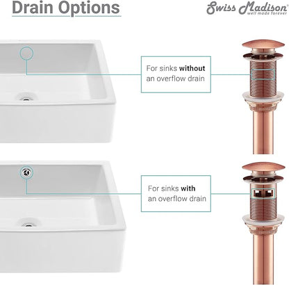 Residential Non-Overflow Pop Up Sink Drain 1.75" in Rose Gold
