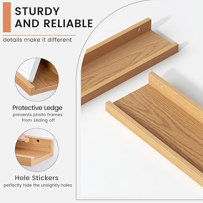 FLYJOE Floating Picture Ledge Shelves for Wall Set of 4, 56 Inch Wall Shelves with Lip Long Large Nursery Book Shelf for Toys Storage Kids Bookshelf Wall Mounted Living Room Bedroom Decor Frames