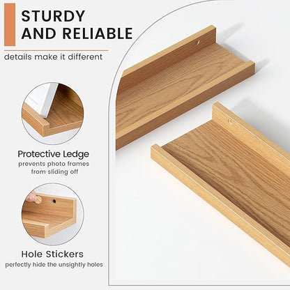 FLYJOE Floating Picture Ledge Shelves for Wall Set of 4, 48 Inch Wall Shelves with Lip Long Large Nursery Book Shelf for Toys Storage Kids Bookshelf Wall Mounted Living Room Bedroom Decor Frames