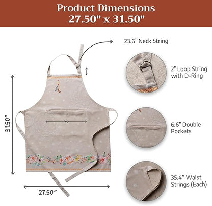 Maison d' Hermine 100% Cotton Apron for women with Pocket Kitchen Chef Apron for Men Cooking Mothers Day Gifts