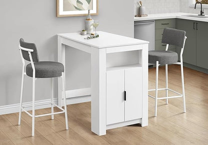 Monarch Specialties I 1202 Dining Table, 48" Rectangular, Counter Height, Kitchen, Small, Storage, White Laminate