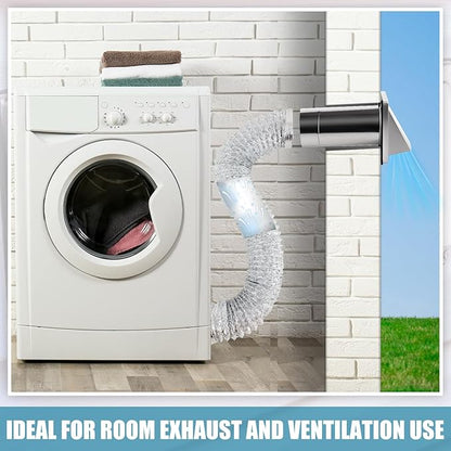 Gisafai 4" Dryer Vent Cover Outside with Stainless Steel Guard Outdoor Wall Dryer Exhaust Vent Cap with Removable Extension Pipe, Non-return Flap and Sealing Gasket Grille Screen