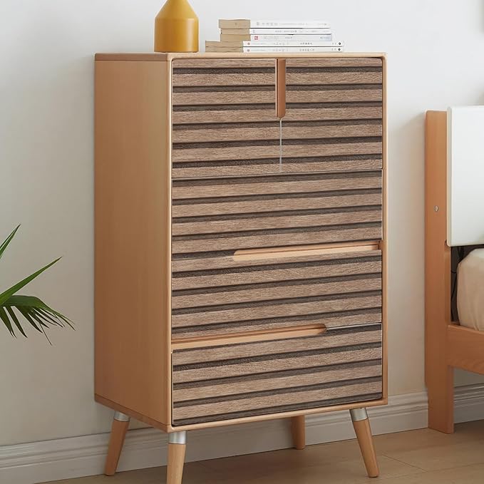 Yun-aeon Natural Wood Peel and Stick Wallpaper Wood Slats - 17.3"x 120" Light Tan Self-Adhesive Waterproof Vinyl Removable Wall Paper for Wall Decor Bedroom