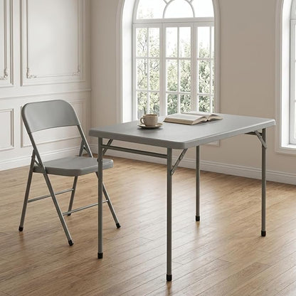 3ft Rectangular Folding Table for All-Occasion, Foldable Table with HDPE Tabletop and Steel Legs, Durable and Stable Small Folding Table, Perfect for Camping, Picnic, Party, Indoor & Outdoor, Grey