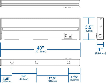 NUC-5 Series 40-inch Black Selectable LED Under Cabinet Light (NUC540SBK