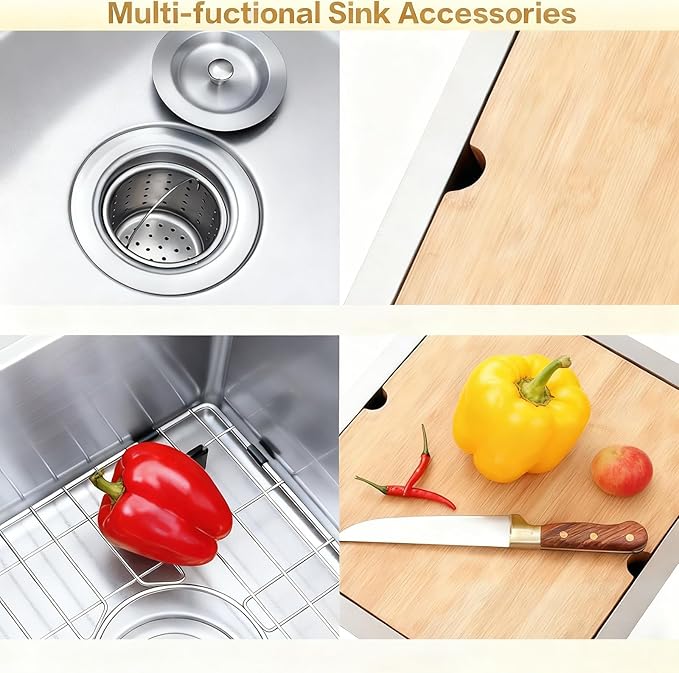 Undermount Bar Sink, 16 Gauge 304S Stainless Steel Workstaion Sink with Accessories, 15" x 17" x 10" Small Kitchen SinkS for Outdoor, RV,Prep Sink, Bathroom and Wet Bar