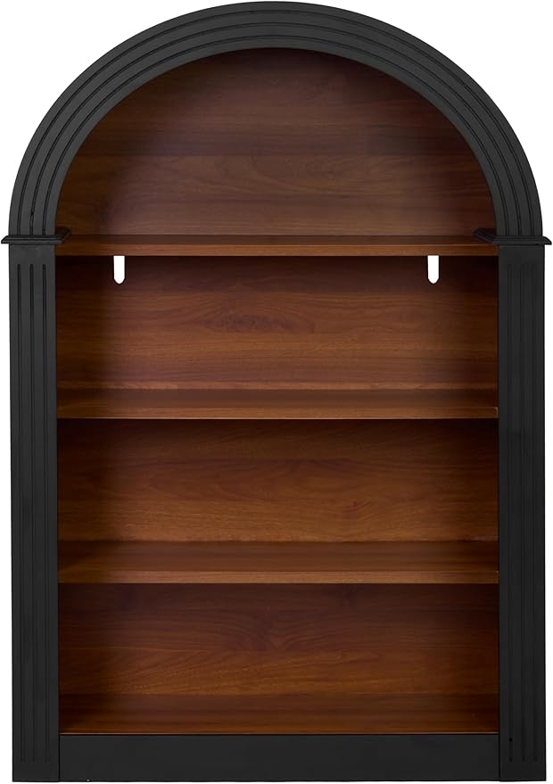 Ball & Cast 45.66" Tall Arched Storage Cabinet,Modern 4-Tier Wooden Display Cabinet with Open Shelves,Versatile Floor Bookcase Cabinet Organizer for Library,Living Room, Office, Black