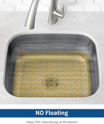 Bligli Sink Mat 2 Pack - 15.7x11.8 inch PVC Protectors for Stainless/Ceramic Sinks, Drain Mats (Brown)