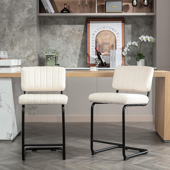 Okeysen Bar Stools Set of 3,Counter Height Bar Stools Barchairs,24 inch Tall Bar Stool with Back,Barstools Bar Height Set of 3,Kitchen Counter Stools Modern Velvet Barstools for Island Dining Party