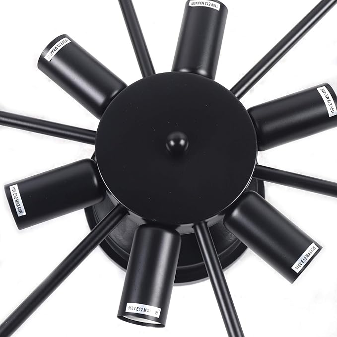 Industrial Wagon Wheel Chandelier 6 Lights, Rustic Flush Mount Ceiling Light Fixture, Retro Ceiling Lamp Hanging Lamp for Kitchen Island Dining Room18 Inch Black,(Bulb Not Include)