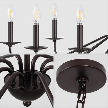 JONATHAN Y 40" Oil Rubbed Bronze 8-Light Bohemian Farmhouse Iron Chandelier, Rustic Candle-Style LED Hanging Light for Dining Room Kitchen Island Entryway Foyer (JYL7914A)