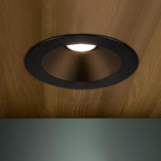Maxxima 6 in. Retrofit Recessed Anti-Glare LED Downlight, 1200 Lumens, 5 Color Temperature Selectable 2700K/3000K/3500K/4000K/5000K, Dimmable, E-26 Quick Connect Adapter, 90 CRI, Black Trim