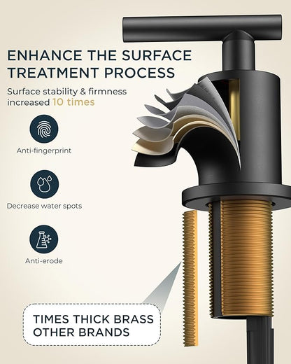 FORIOUS Black Bathroom Faucet 3 Hole, 8 Inch Matte Black Bathroom Sink Faucet Widespread with 360° Swivel Spout, Suitable for 6-12 Inch Vanity Sink, with Pop-up Drain and cUPC Supply Line