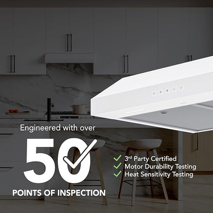 Broan-NuTone 30-Inch Under Cabinet Range Hood, ENERGY STAR, 350 Max Blower CFM, White