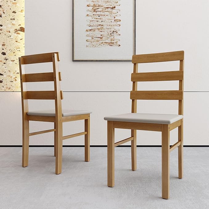 Majnesvon Dining Room Chairs Set of 2, Farmhouse Kitchen Table Set with Chairs, Wood Dining Table Chair for Kitchen, Restaurant, Apartment (Brown 2 Chair)