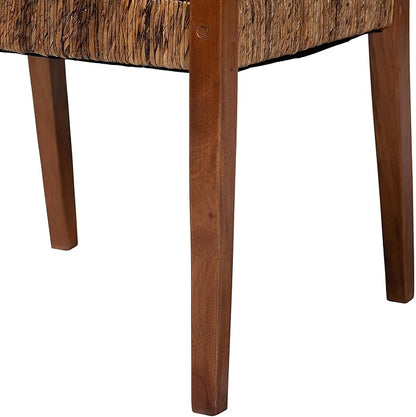 Bali & pari Chabela Handwoven Seagrass Armchairs - Solid Mango Wood Frame Dining Chair with Woven Seat and Backrest, Rustic Boho Style Kitchen or Dining Room Seating, Medium Brown