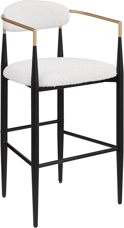Bar stools Set of 2, Upholstered Bar Stools with Backs and Iron Legs for Kitchen Island, Beige Fabric Seating 260LBS Weight Capacity