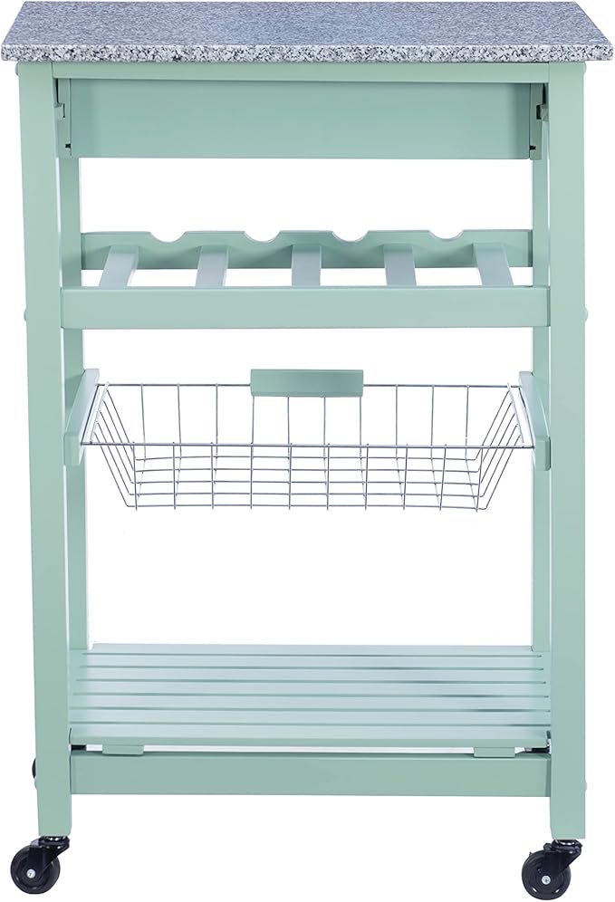 Linon Kitchen Island, Green, 15.75 x 22.83 x 33.86 Inches