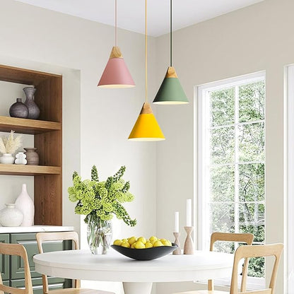 KCO Lighting Cone Pendant Lights Kitchen Island Small Pendant Light 3 Pack Barn Hanging Lights Indoor Nordic Pendant Lighting Pink Pendant Light Fixture