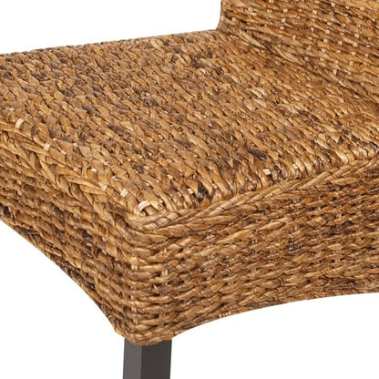 4 Piece Handmade Manila Abaca Dining Chairs Solid Mango Wood 18.5 in Wide Seat 38.2 in Tall Modern Farmhouse Accent Seating for Dining Room Kitchen Living Room